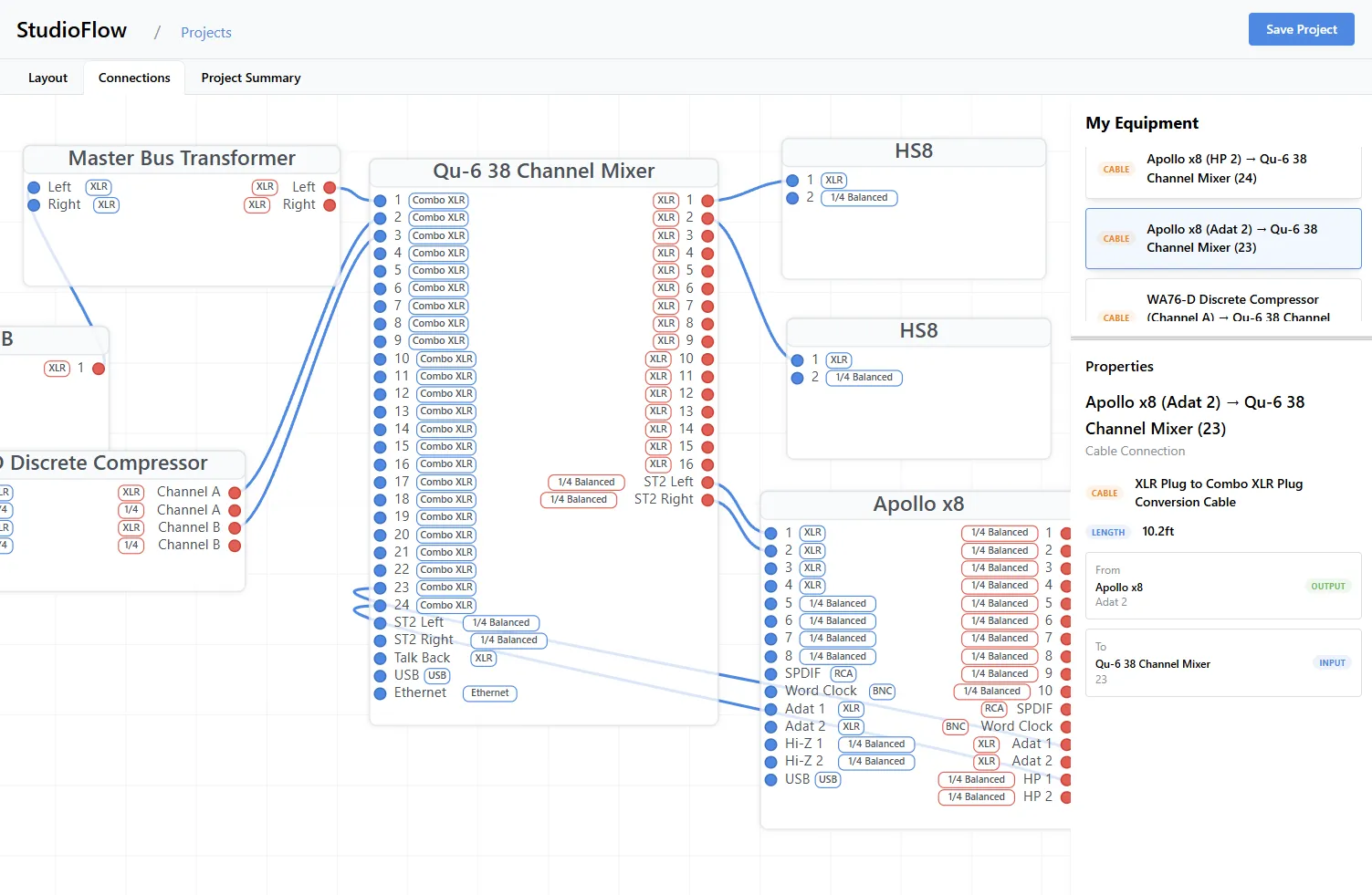 StudioFlow Connections View